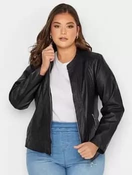 Yours Pu Jacket, Black, Size 18, Women