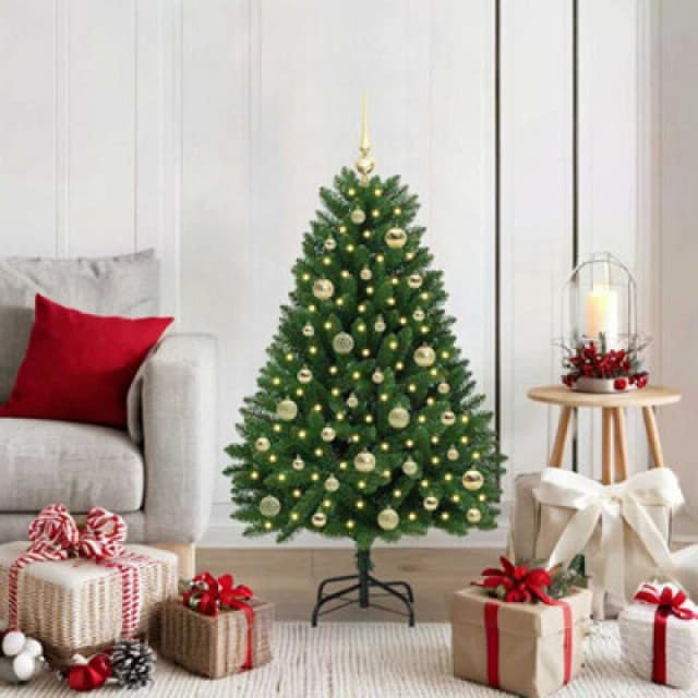 vidaXL Artificial Christmas Tree with Gold Balls Green 120cm PVC and Metal, Green 3395671