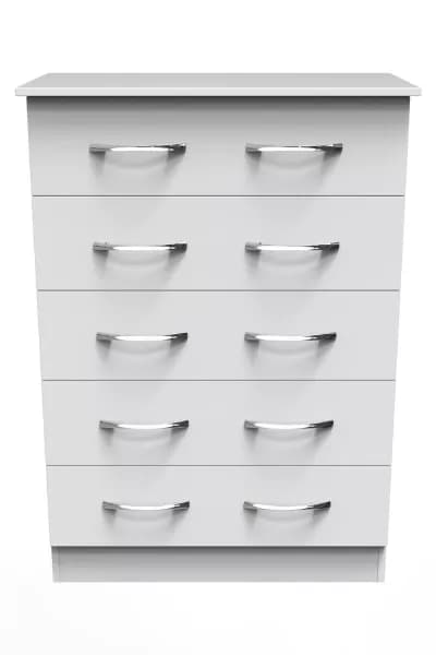 Welcome Furniture Ready Assembled Avon 5 Drawer Chest In White Matt