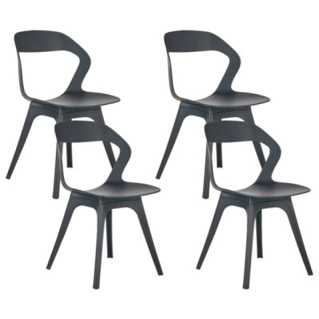 Beliani Set Of 4 Garden Chairs Lachania Black