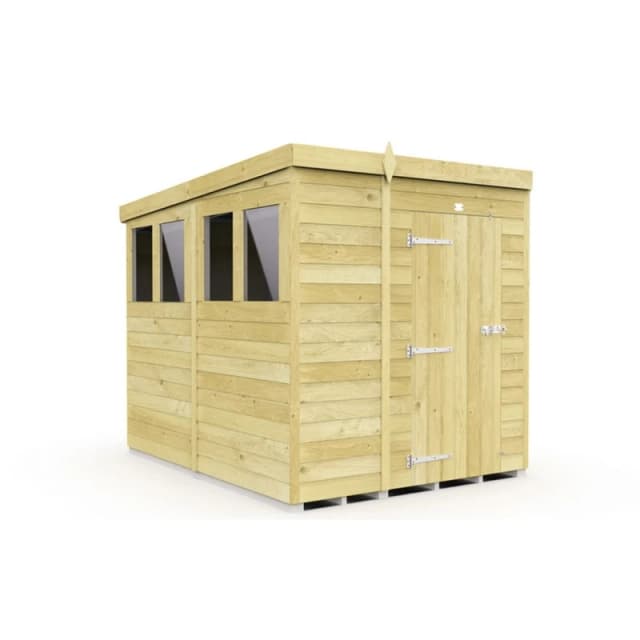 Buttercup Farm 6 x 8 Feet Pent Shed - Single Door W/ Windows - L231 x W185 x H201cm in Brown Brown Unisex