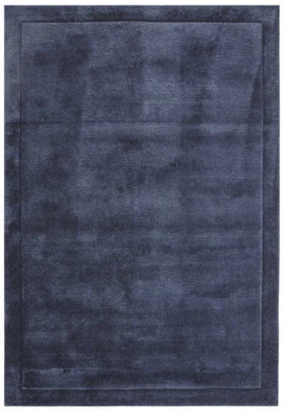 Handmade Modern Easy To Clean Blue Shaggy Bordered Plain Wool Rug For Bedroom & Living Room-120Cm X 170Cm