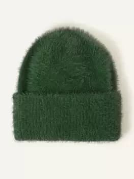Accessorize Fluffy Beanie, Green, Women