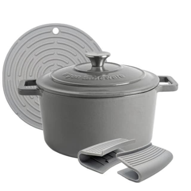 Argon Tableware Cast Iron Casserole Dish 4.5 Litre Grey