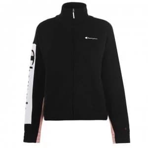 Champion Woven Logo Track Jacket - Black/Pink