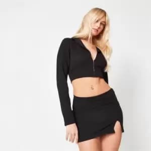 Missguided Jersey Crop Blazer - Black