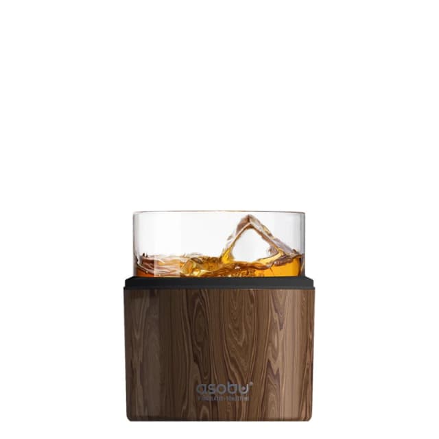 asobu Whiskey Glass with Insulated Stainless Steel Sleeve 311ml Wood Brown unisex