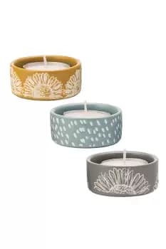 Tealight Candle Holder Set of 3 Artisan Flower
