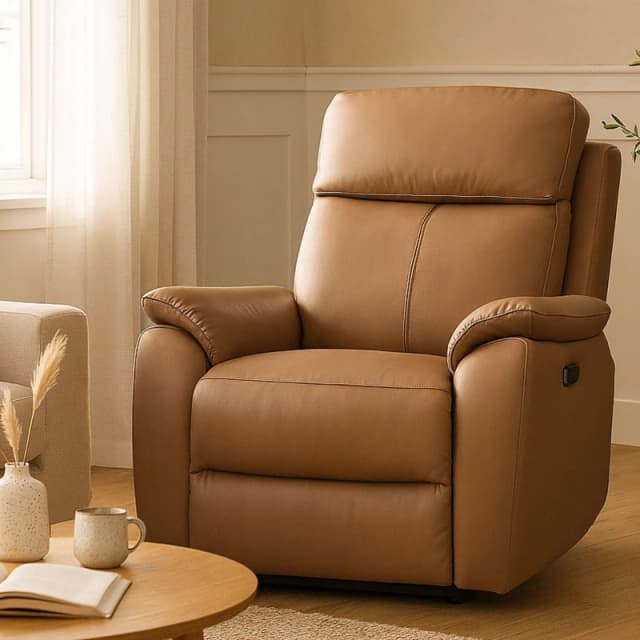 Aspire Aspire Kingsmere Power Recliner Armchair (1 Seater) in Real Leather in Tan Tan Armchair Unisex 5057632315151