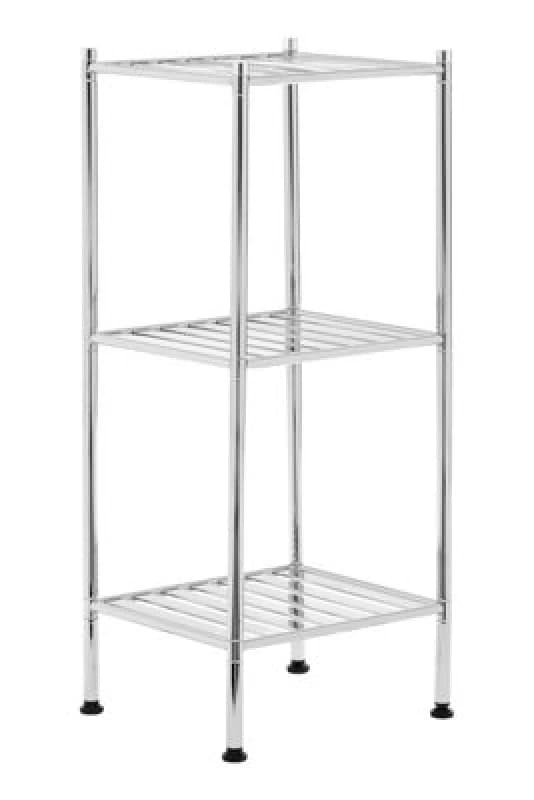 Premier Housewares Micah 3 Tier Chrome Shelf Unit with Rubber Feet Silver