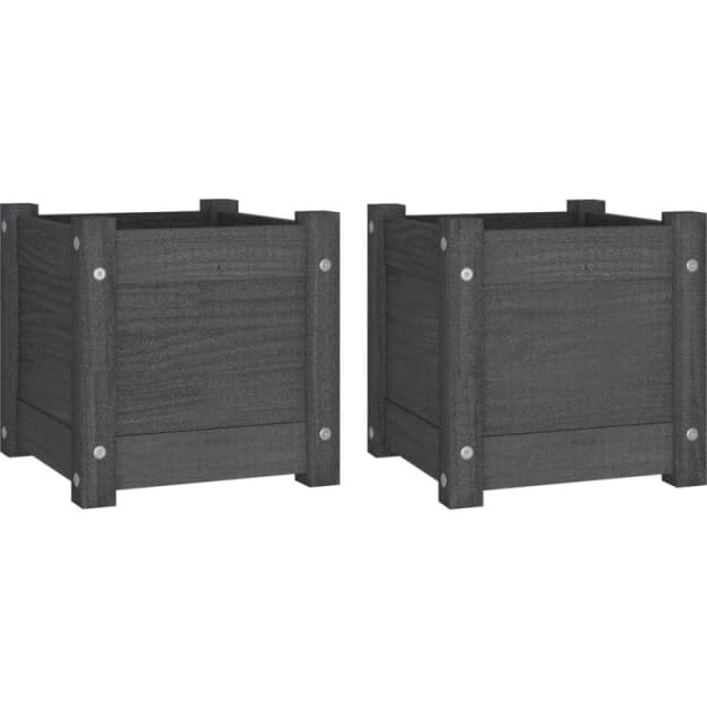 VIDAXL Garden Planters 2 pcs Grey 31x31x31cm Solid Pinewood Vidaxl 8720286773130