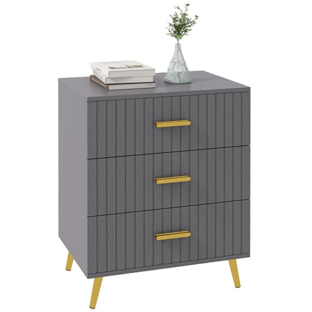 HOMCOM Bedroom Chest Of Drawers, 3-drawer Dresser w/ Aluminium Legs 831-772V80CG