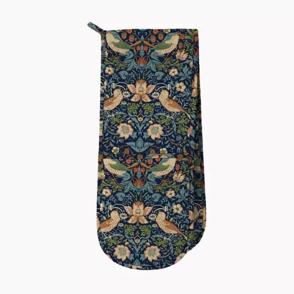 William Morris Strawberry Thief Double Oven Glove Strawberry Thief Navy