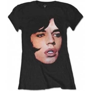 Rolling Stones Mick Portrait Black Ladies T Shirt: Large