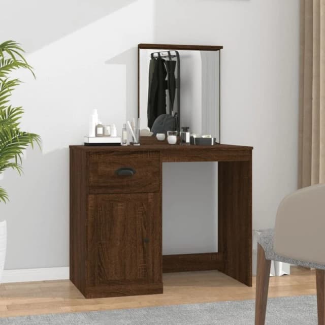 VIDAXL Dressing Table with Mirror Brown Oak 90x50x132.5cm Engineered Wood Vidaxl 8720845794095