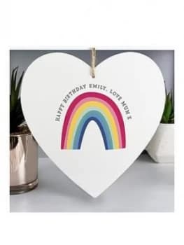 Personalised Rainbow Large Wooden Heart Decoration