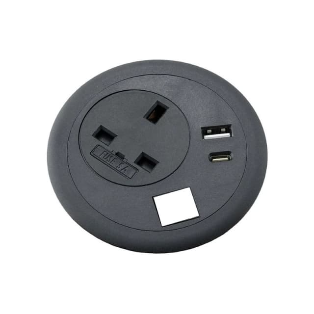 POWERDATA COMBO BLACK 80MM UK POWER - DUAL A&C USB - + EMPTY SLOT