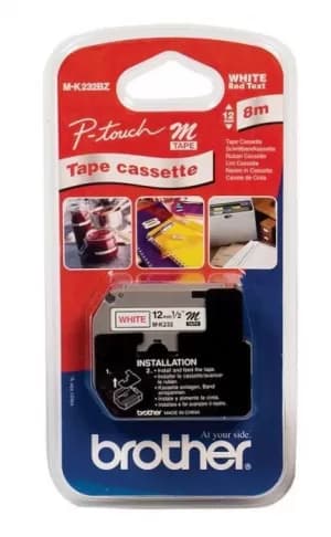 Brother MK232BZ Original P-touch Red on White Tape 12mm x 8m