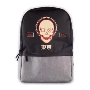 Sony Playstation Biker Skull with Puff Print Backpack (Black/Grey)