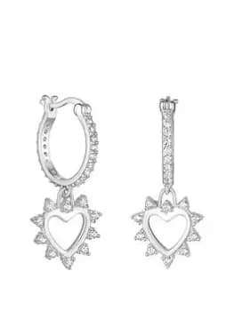 Simply Silver Sterling Silver 925 Cubic Zirconia Open Heart Earrings
