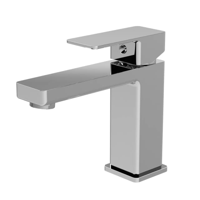 Balterley Square Mono Basin Mixer Bathroom Sink Tap, Dual Lever Control - Chrome in Silver Silver Unisex