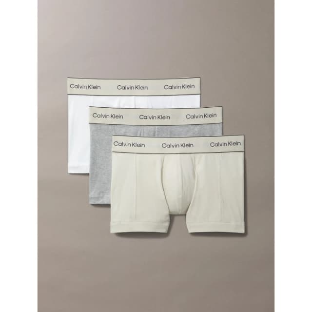 Calvin Klein Mens Elastic Waistband Trunks Oystr/Gry/White male Large