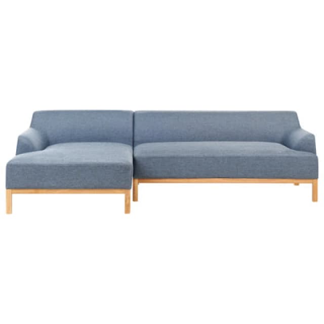 Beliani Corner Sofa 3 Seater Sosjo Fabric Blue Right Hand