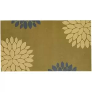 Washamat Recylon Design Modern Flowers Mat 120X67Cm - Ochre