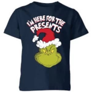 The Grinch Im Here for The Presents Kids Christmas T-Shirt - Navy - 9-10 Years