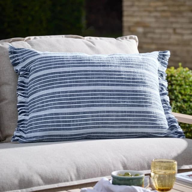 Yard Tide Textured Stripe Filled Outdoor Cushion Navy 40 X 60Cm, Blue 5.03E+12