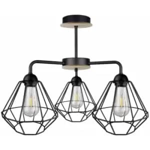 Keter Foskal Semi Flush Light Black, Wood, 44cm, 3x E27