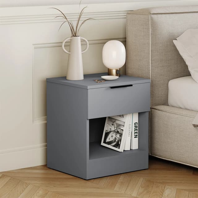 Lassic Trega 1 Drawer Bedside Chest Grey unisex 1 Drawer