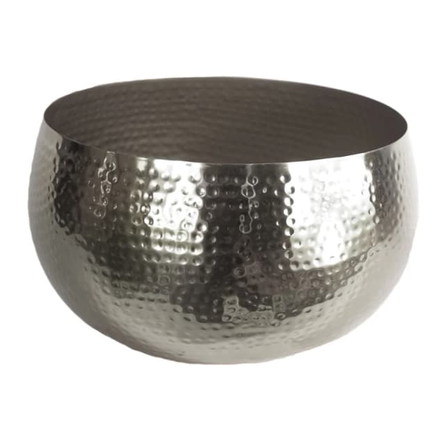 Leaf Leaf XL Metal Bowl Planter 32 x 20cm Hammered Silver Colour - Straight Edge Silver