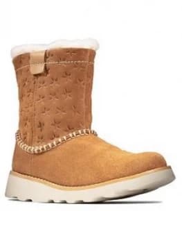 Clarks Girls Crown Piper Tan Boots - Tan