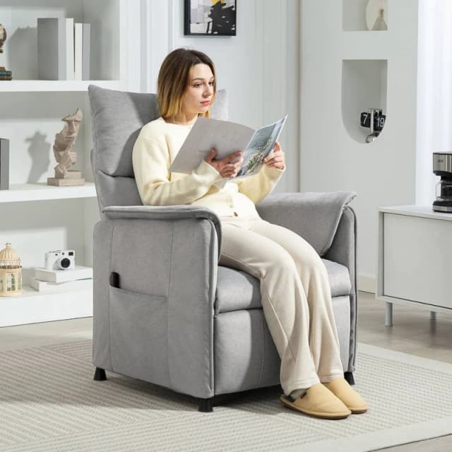 HOMCOM Electric Reclining Chair w/ Remote, Power Recliner for Elderly in Grey Size: 1 Seater Grey Unisex 1 Seater