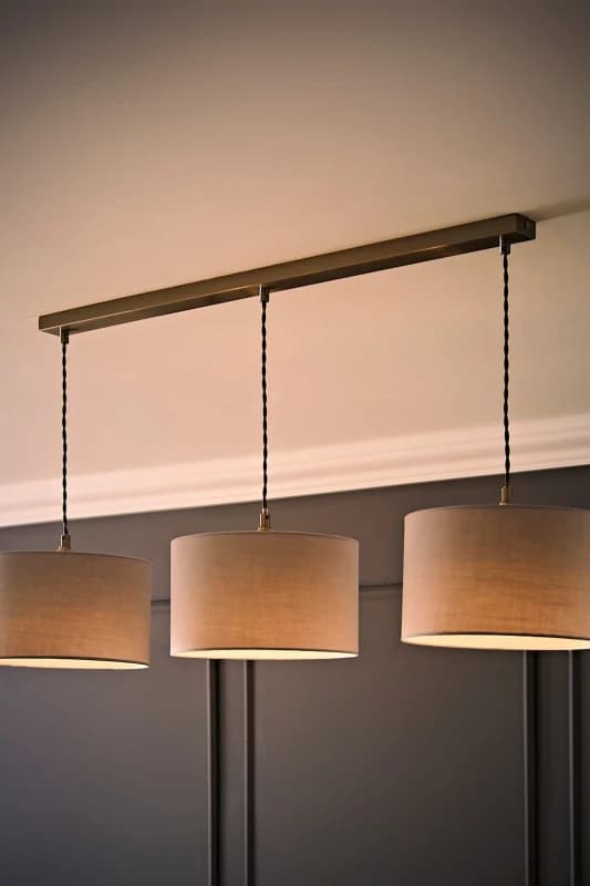 ValueLights ValueLights Reni Drum Shade 3 Drop Bar Chrome Diner Ceiling Pendant Light and Bulbs in Grey Grey One Size Unisex 5059406064326