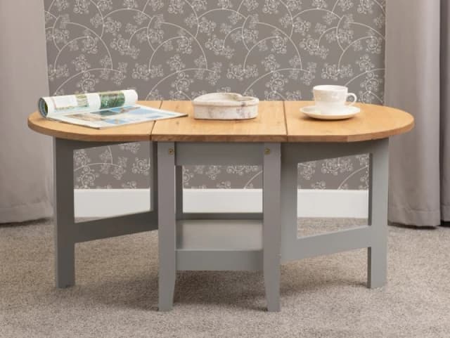 Seconique Santos Grey and Pine Drop Leaf Coffee Table