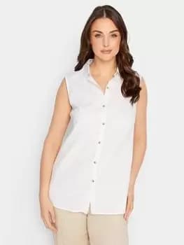 Long Tall Sally Sleeveless Linen Shirt - White, Size 24, Women