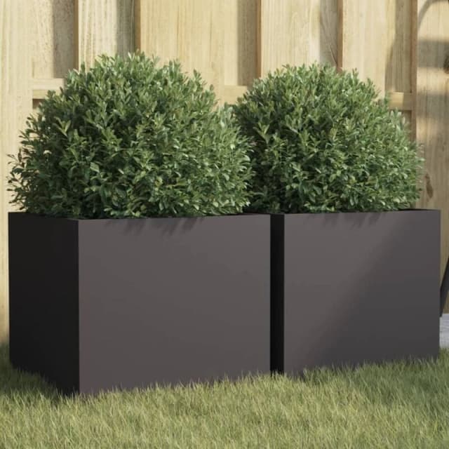 VIDAXL Planters 2 pcs Black 32x30x29cm Steel vidaXL 8721012363946