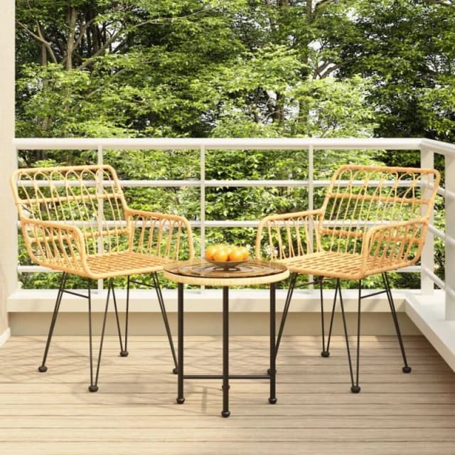 vidaXL 3 Piece Garden Dining Set Poly Rattan, Brown 3157829
