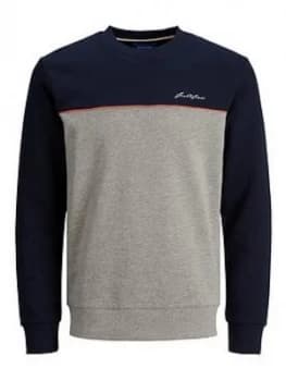Jack & Jones Junior Boys Colourblock Crew Sweat - Navy
