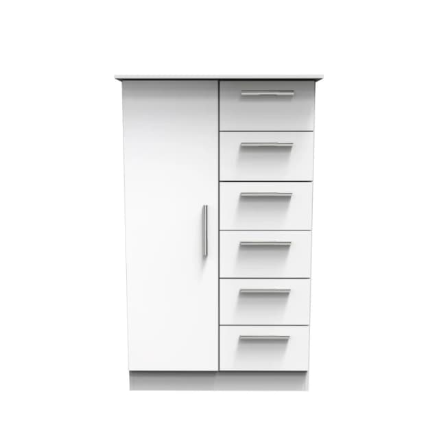 Ready Assembled 2 U Trent 1 Door 5 Drawer Childrens Wardrobe (Ready Assembled) in White White Unisex