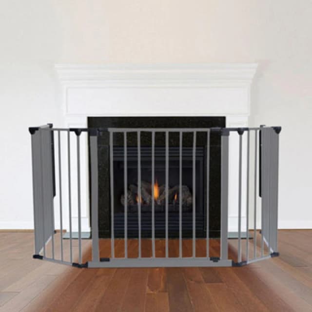 Safetots Multi Panel Fire Surround, 88Cm Deep X 104Cm Wide, Grey, 70Cm Tall, Child And Pet Safety, Baby And Toddler Fire Guard