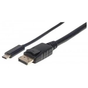Manhattan USB-C to DisplayPort Cable 4K 1m Male to Male 3840x2160@60Hz; 4K Ultra HD Video Aspect Ratio 21:9 Black Polybag