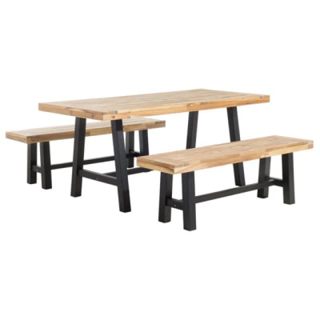 Beliani Garden Dining Set 6 Seater Scania Acacia Wood Black