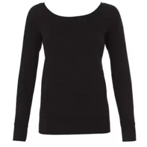 Bella + Canvas Womens/Ladies Sponge Fleece Wide Neck Sweatshirt (L) (Black)
