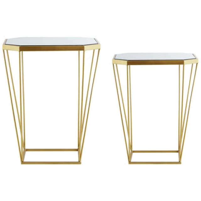 Beliani Set Of 2 Side Tables Sierra Glass Gold