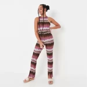 Missguided Coord Split Hem Flare Trouser - Brown