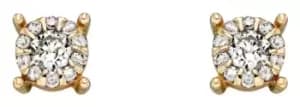 Elements Gold GE2289 9k Yellow Gold Diamond Cluster Stud Jewellery
