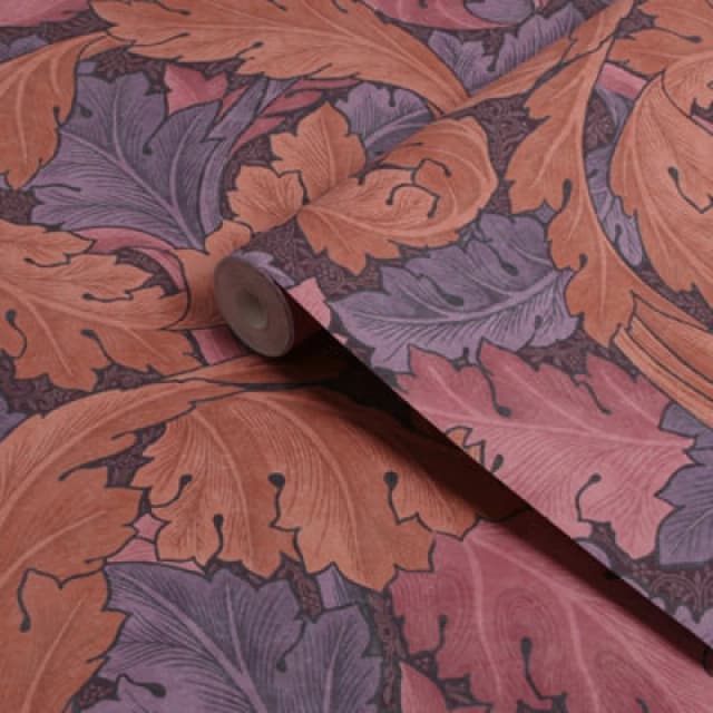 William Morris Gallery Collection Plum Acanthus Smooth Wallpaper